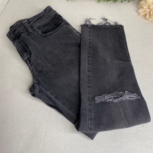Zara Z1975 Basic Denim Black Distressed Jeans 4